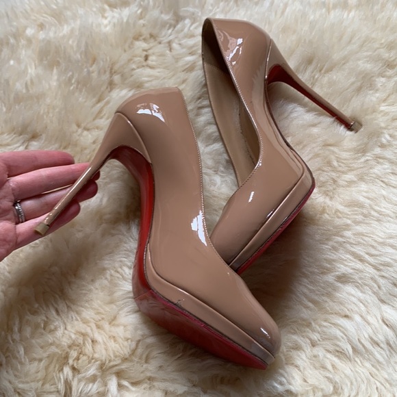 Christian Louboutin Nude Beige New Simple Patent Pumps Heels Shoes 37.5 - Picture 13 of 16